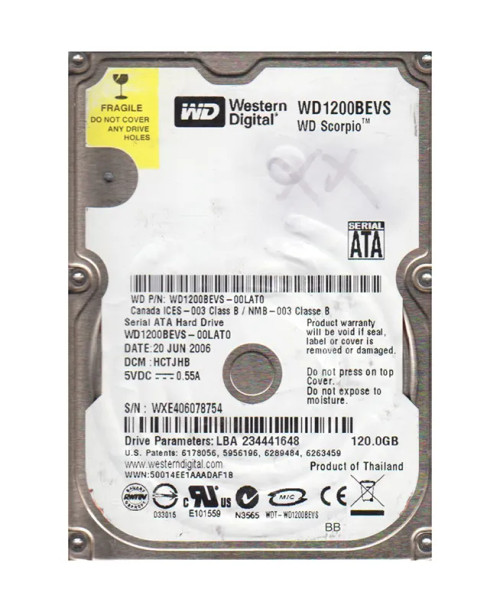 WD1200BEVS-OOLAT0 - Western Digital 120GB 5400RPM SATA 2.5" HDD