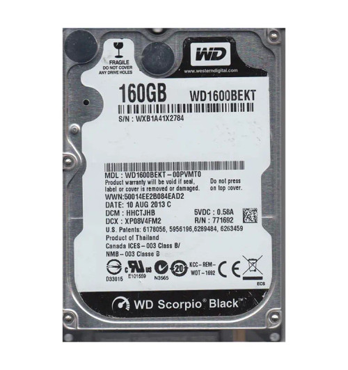 WD1600BEKT-00PVMT0 - Western Digital Scorpio Black 160GB 7200RPM Hard Drive
