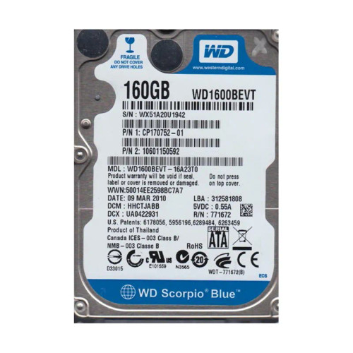 WD1600BEVT-16A23T0 - Western Digital 160GB 5400RPM SATA 8MB 2.5" HDD