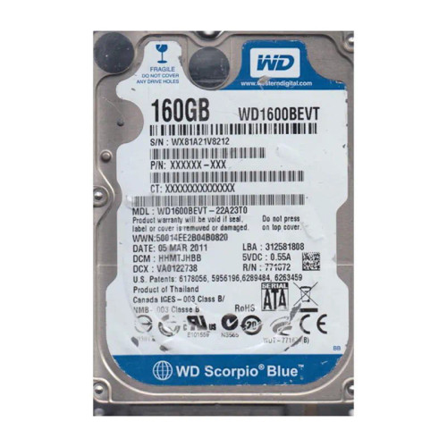 WD1600BEVT-22A23T0 - Western Digital 160GB 5400RPM SATA 2.5-Inch HDD