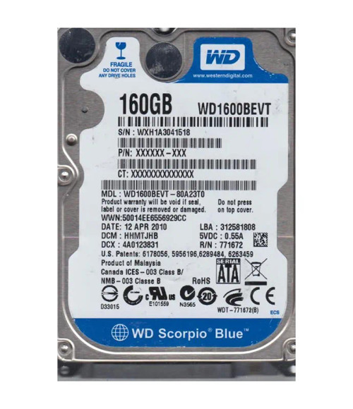 WD WD1600BEVT-80A23T0 Scorpio Blue 160GB 2.5-Inch Hard Drive