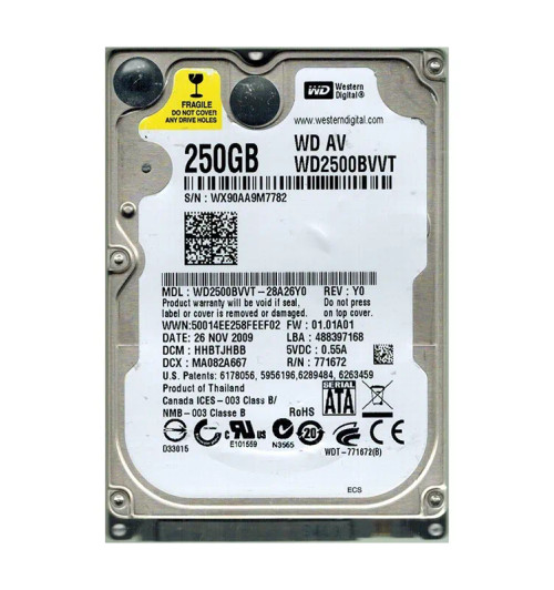 WD2500BVVT-28A26Y0 - Western Digital 250GB 5400RPM SATA 8MB 2.5" HDD