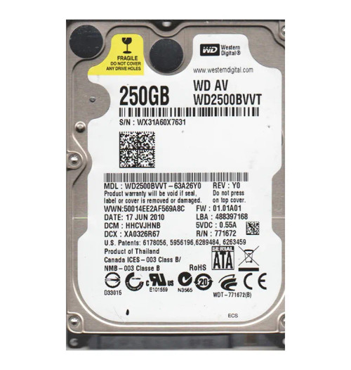 WD2500BVVT-63A26Y0 - Western Digital 250GB 5400RPM SATA 8MB 2.5" HDD