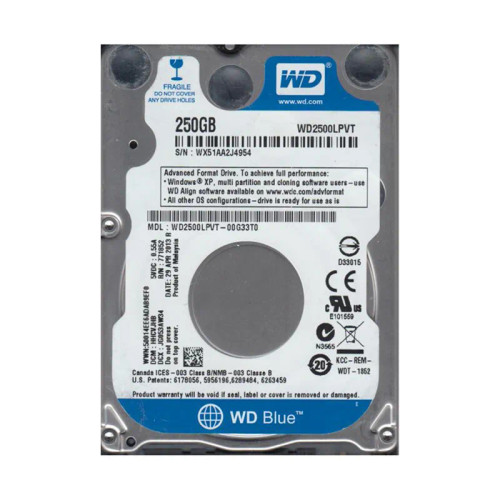 WD2500LPVT-00G33T0 - Western Digital 250GB 5400RPM SATA 2.5" HDD