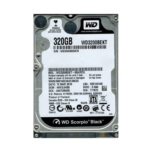 WD3200BEKT-00A25T0 - Western Digital 320GB 7200RPM SATA 16MB 2.5" HDD