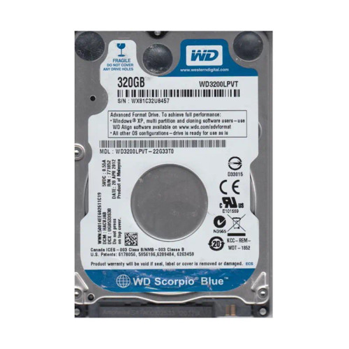 WD3200LPVT-22G33T0 - Western Digital 320GB 5400RPM SATA 8MB 2.5" HDD