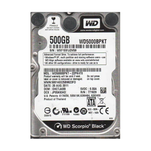 WD5000BPKT-22PK4T0 - WESTERN DIGITAL 500GB 7200RPM SATA 3Gb/s HDD