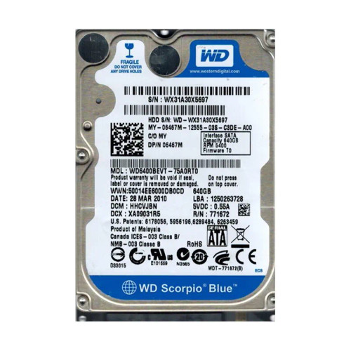WD WD6400BEVT-75A0RT0 Scorpio Blue 640GB 2.5-Inch HDD SATA 3Gb/s