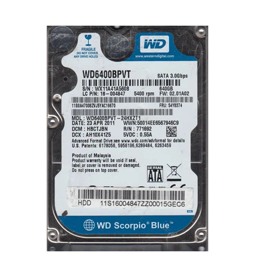 WD6400BPVT-24HXZT1 - Western Digital 640GB 5400RPM SATA 8MB 2.5" HDD