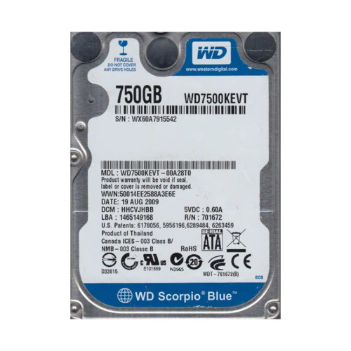 WD7500KEVT-00A28T0 - Western Digital 750GB 5200RPM SATA 8MB 2.5" HDD