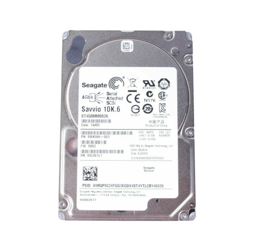 9WK066-003 - Seagate 450GB 10000RPM SAS 6Gb/s 2.5" HDD
