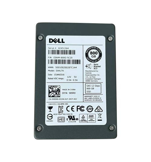0989R8 - Dell 800GB MLC SAS 12Gb/s 2.5" Mixed Use SSD