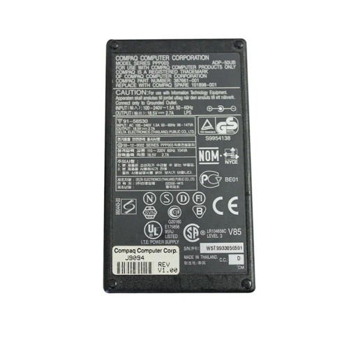 387661-001 - HP 65W 100-240V AC Power Adapter