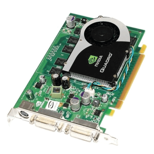 HP Nvidia Quadro FX1700 graphics card with 512MB memory, dual DVI, and HDTV out. Compatible with ProLiant DL360p Gen8