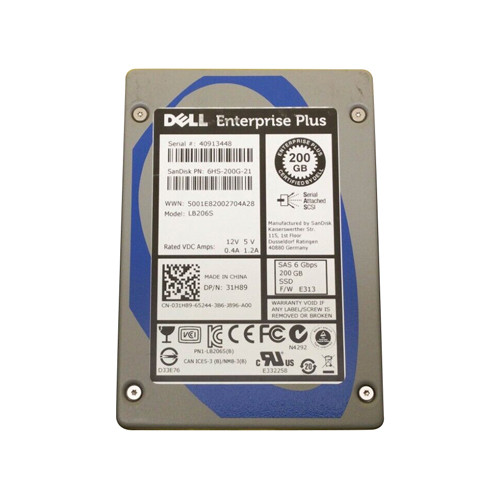 31H89 - Dell 200GB SAS 6Gb/s 2.5" Hot-Plug SSD