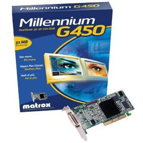 AA801A - HP Matrox G450 32MB DDR SDRAM AGP 4x (2048 x 1536 Max Resolution) Dual VGA Connectors Video Card