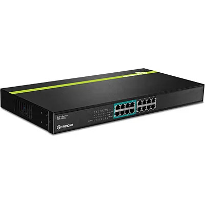 TRENDnet TPE-T88G 16-Port GREENnet PoE+ Switch for Rack-mounting, 8 POE+ Ports, 8 RJ-45 Ports, 10/100 Mbps