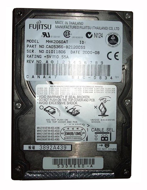 Fujitsu MHK2060AT 6GB 4200RPM ATA 66 2.5 Mobile Hard Drive - 512KB Cache - Compatible with laptops