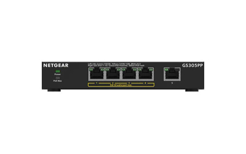 GS305PP - NetGear 5-Port Gigabit PoE+ Unmanaged Network Switch