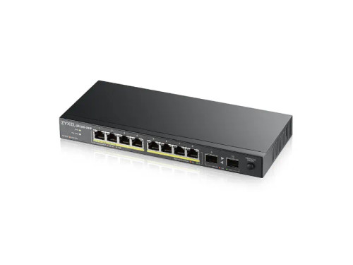 GS1100-10HP - Zyxel 8-Port PoE+ Gigabit 2 SFP Network Switch