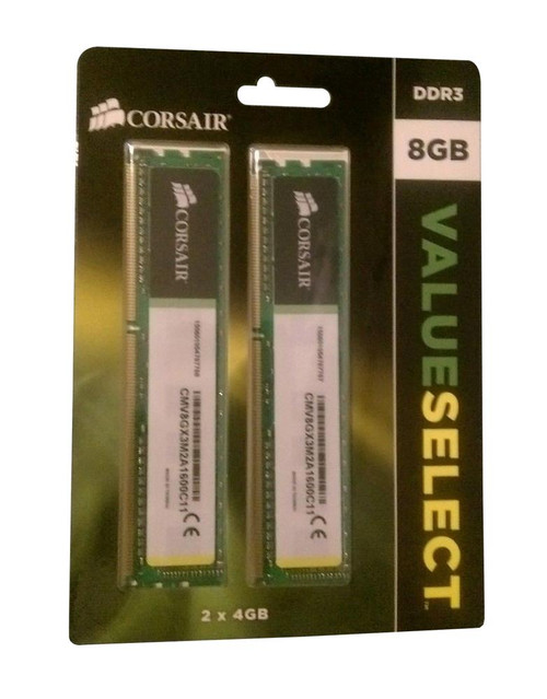 Corsair ValueSelect 8GB DDR3-1600MHz Memory Module for PC3-12800 DIMM - CMV8GX3M2A1600C11