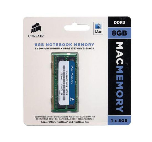 Corsair 8GB DDR3-1333MHz Memory Module for Apple SoDimm Dual Rank - CMSA8GX3M1A1333C9
