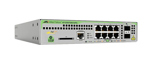 AT-GS970M/10PS - Allied Telesis 8-Port PoE Gigabit 2 SFP Layer 3 Network Switch