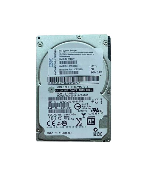 00RY125 - IBM 1.8TB SAS 12Gb/s 10000RPM 2.5-inch Hard Drive for Storwize V7000