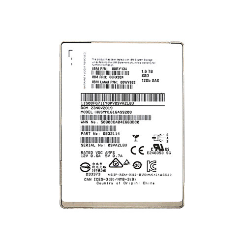 00RX924 - IBM 1.6TB SAS 12Gb/s 2.5" SSD