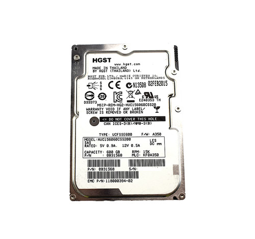 000B31568 - EMC 600GB 15000RPM SAS 6Gb/s 3.5" HDD