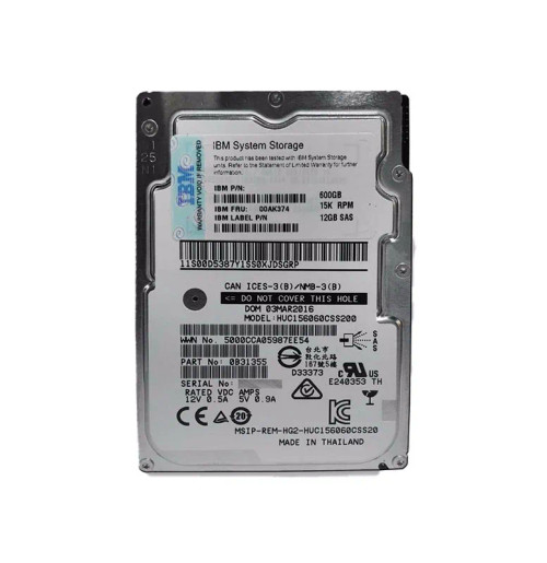 00AK374 - IBM 600GB 15000RPM SAS 12Gb/s 2.5" HDD
