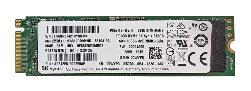 00WYP0 - Dell 512GB Multi-Level Cell (MLC) PCI Express 3 x4 M.2 2280 Solid State Drive