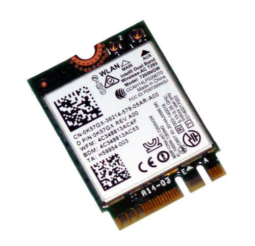 0K57GX - Dell Wireless-AC 7265 Dual Band 802.11 WiFi Card