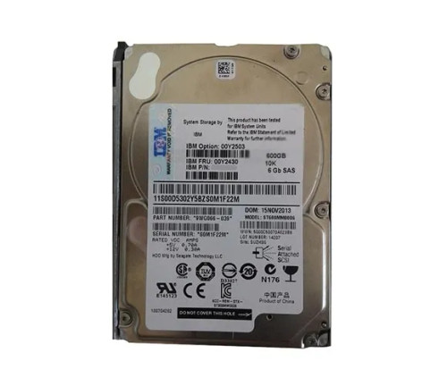 00Y2503 - IBM 600GB 10K RPM SAS 6Gb/s 2.5" HDD