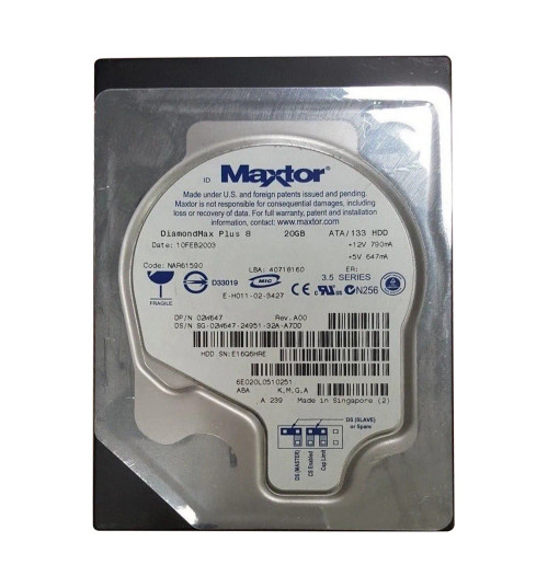02W647 - Dell 20GB 7200RPM IDE ATA-100 3.5" HDD