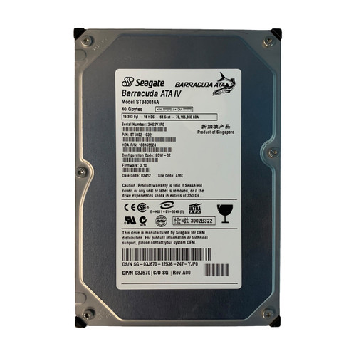 03J670 - Dell 40GB 7200RPM IDE ATA-100 3.5" HDD