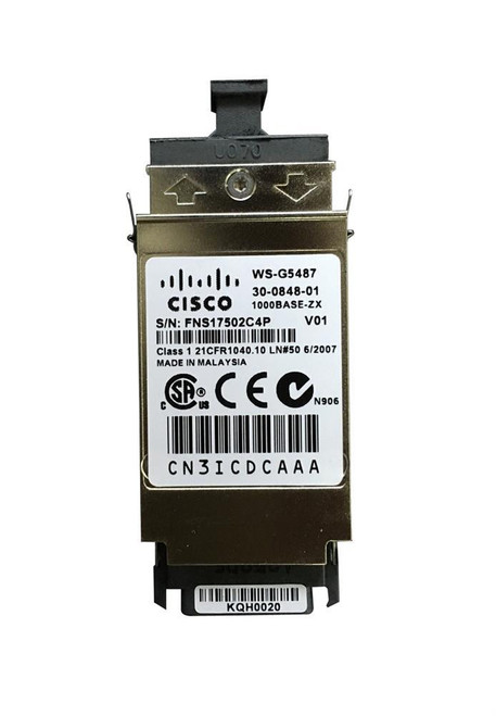 WS-G5487-LL= - Cisco 1Gbps 1000Base-ZX 70km 1550nm SC GBIC Transceiver
