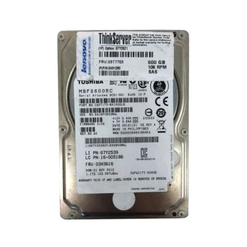 03T7703 - Lenovo 600GB 10000RPM SAS 6Gb/s 2.5" HDD