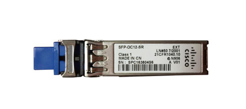 SFP-OC12-SR= - Cisco 622Mb/s OC-12 Single-mode 1310nm 2km LC SFP Transceiver