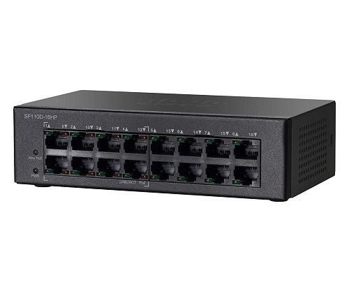 SF110D-16HP - Cisco Small Business SF110D-16HP - 16-Ports RJ-45 10/100 PoE Unmanaged Wall-mountable Dektop Switch