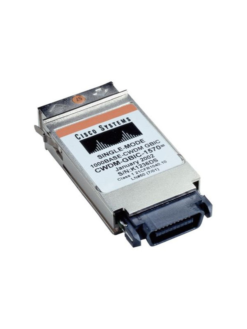 CWDM-GBIC-1570 - Cisco 1Gbps 1000Base-ZX CWDM Single-mode Fiber 80km 1570nm Duplex SC Connector GBIC Transceiver Module