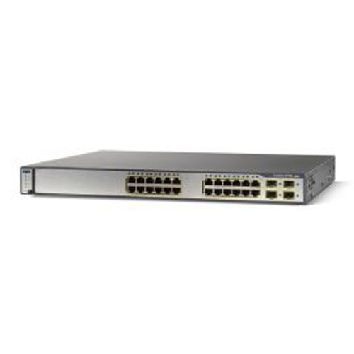 WS-C3750G-24TS-E1U - Cisco 24-Ports 10/100/1000T RJ-45 Manageable Layer3 Rack Mountable 1U and Stackable Switch