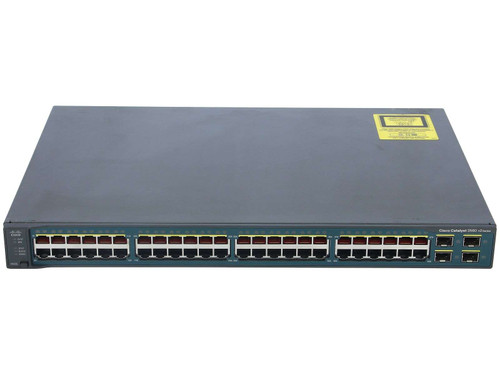 Cisco Catalyst Switch 3560V2-48PS Layer 3 with 48 PoE+ Ports and 4 SFP, IPB Standard - Managed, mounted in a server rack