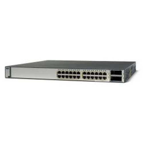 WS-C3750E-24PD-E - Cisco Catalyst 3750E 24-Ports 10/100/1000 RJ-45 PoE Manageable Layer4 Stackable Ethernet Switch with 2x Uplink Ports