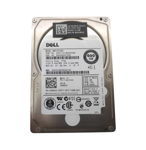 05H9C6 - Dell 600GB 10K RPM SAS 6Gb/s 2.5" HDD