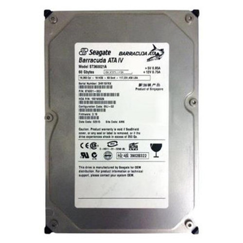 ST360021A - Seagate 60GB 7200RPM ATA 100 3.5 2MB Cache Barracuda Hard Drive