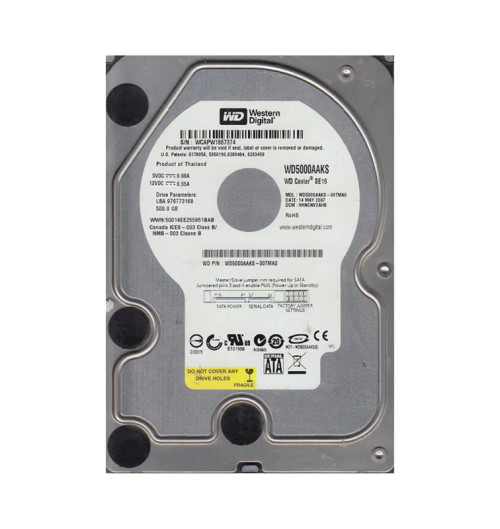 WD5000AAKS-00TMA0 - Western Digital 500GB 7200RPM SATA 3Gb/s 16MB 3.5" HDD