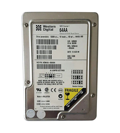 WD64AA-00AAA4 - Western Digital 6.4GB 5400RPM EIDE 2MB 3.5" HDD