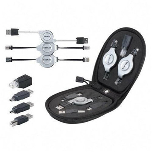 F3X1724 - Belkin 7-in-1 Retractable Cable Travel Pack Hardware Connectivity Kit