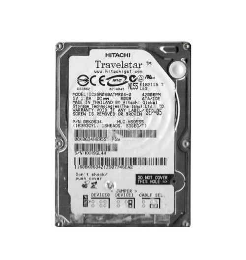 08K0634 - Hitachi 60GB 4200RPM 8MB ATA-100 2.5" HDD